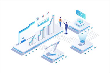 Teknoloji İşletme Fikirleri Isometric düz vektörü