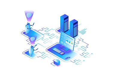 Yapay Zeka Isometric Kavram İniş Sayfası