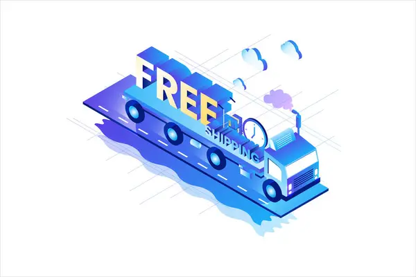 Free Shipping Isometric Flat Vector — Stock Vector