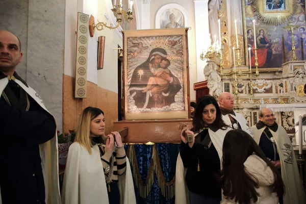 Pagani Italie Mars 2023 Rituel Religieux Élever Image Madonna Del — Photo