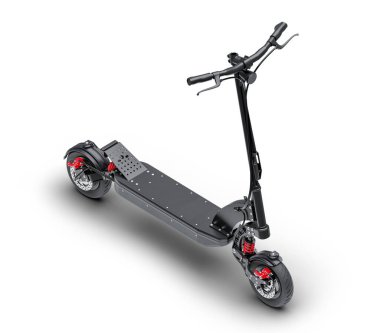 Süspansiyon sistemi olan profesyonel elektrikli scooter - beyaz arka planda izole - 3D render