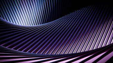 Menekşe mavisi eğimli metal dalgalı duvar kağıdı - 3d illüstrasyon