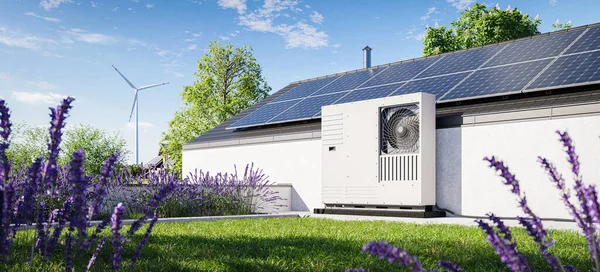 Çimen Kaplı Yeşil Çatı Tek Kişilik Bir Evin Çatısında Fotovoltaik — Stok fotoğraf