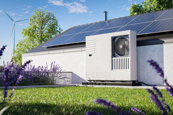 Çimen Kaplı Yeşil Çatı Tek Kişilik Bir Evin Çatısında Fotovoltaik — Stok fotoğraf