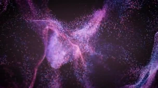 吹く風のためにピンクとブルーのヒューでダストを移動します 銀河的で星空の雰囲気の抽象的な背景 — ストック動画