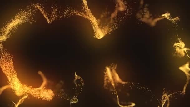彗星は飛び フレームの輝く塵を分散する 金色のエレガントなカラースキーム — ストック動画
