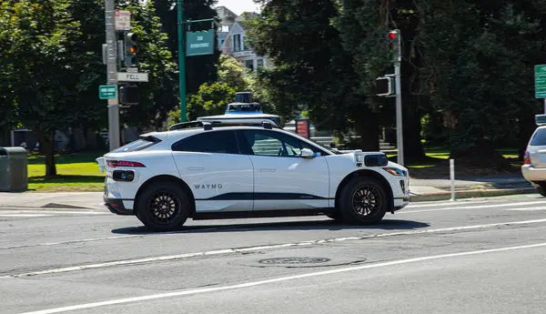 stock image San Francisco, CA, USA - Sep 13, 2023: Autonomous vehicle from VAYMO on one of San Francisco's streets.