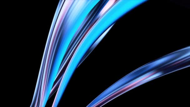 Metallic Ribbons Undulate Irregularly Reflect Blue Pink Light — Stock Video