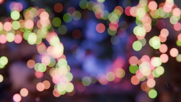 Świąteczne Rozmyte Tło Bokeh Choinki Ozdobione Świątecznymi Światłami Boże Narodzenie — Wideo stockowe