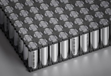 Lityum iyon pilleri elektrikli araçlarda kullanılan bir pil paketi oluşturur. 3d hazırlayıcı