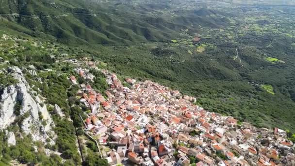 Picturesque Village Mountains Baunei Italy Region Sardinia Province Nuoro Aerial — Stock Video
