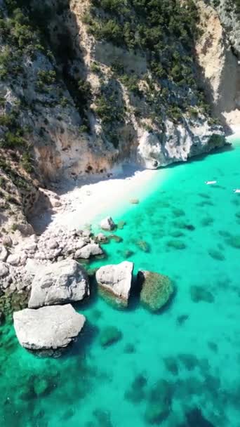 Cala Goloritz Azure Beach Located Town Baunei Southern Part Gulf — Stock Video