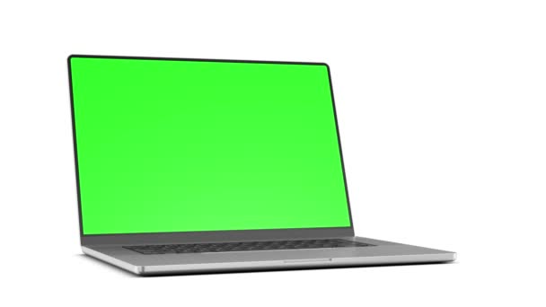 Laptop Frameless Screen Smooth Transition Rotate Zoom Video Includes Green — Stock Video