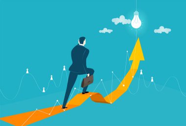 Başarılı bir iş adamı okun üzerinde yürüyor. Bu da ona başarının yolunu gösteriyor.. 