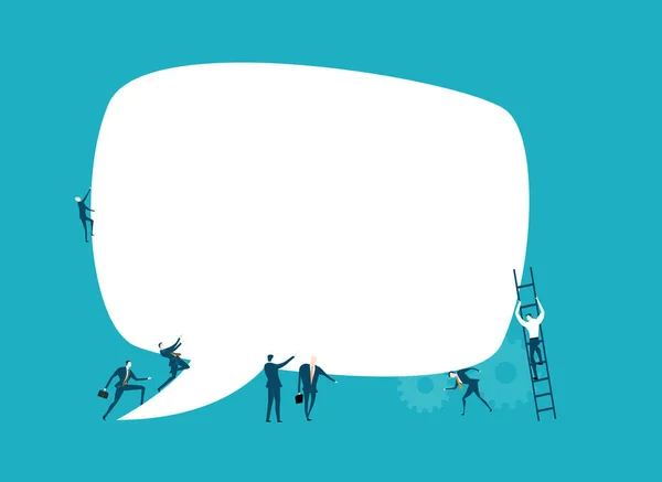 Business People Working Next Big Speech Bubble Space Text — Stock Photo, Image