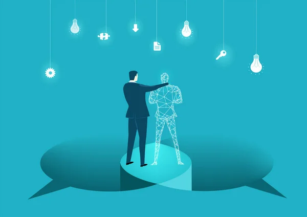 Inteligencia Artificial Personas Robots Están Trabajando Juntos Ilustración Conceptos Negocios — Foto de Stock