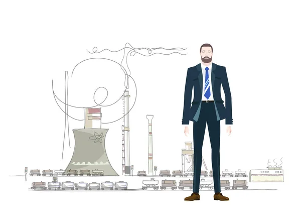 Pollutions Dirty Industries Energy Supply Crisis Concept Illustration Businessman Stays — Stock Photo, Image
