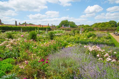 Londra, İngiltere - 29 Temmuz 2023: İngiliz bahçesi ve park saati, Hampton Court Batı Londra 'da.