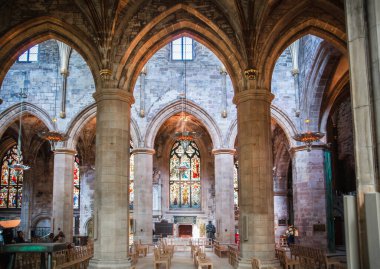 Edinburg, İngiltere - 23 Ağustos 2022: Edinburg ST GILES Katedrali, 1140 yılında kuruldu