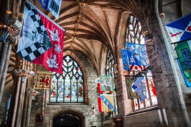 İskoçya, Edinburgh, İngiltere - 26 Ağustos 2022: Edinburgh katedrali iç görünümü