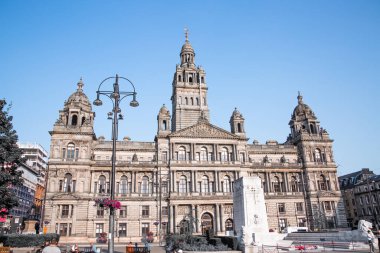 Glazgow, İskoçya - 25 Ağustos 2021: Glasgow Şehir Meclisi Genel Merkezi. 1888 'de inşa