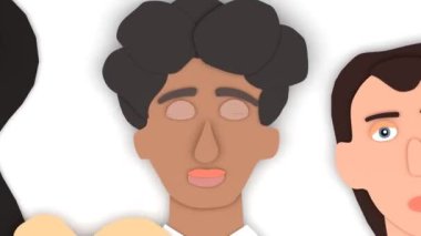 Arka planda bir sürü insan var, kameraya gülümsüyorlar. Her yaştaki insanlar, büyük takım, birlikte çalışan insanlar.. 