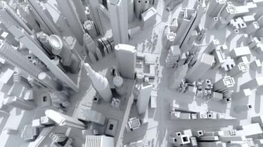 Gökdelenleri olan güzel bir modern şehir. Ofis ve konut blokları, iş ve... Finansal. 4K, panoramik görünüm