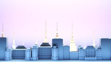 Gökdelenleri olan güzel bir modern şehir. Ofis ve konut blokları, iş ve... Finansal. 4K, panoramik görünüm