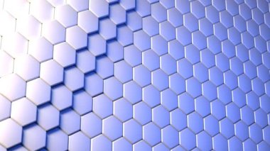 Arka planda altıgenler ve neon ışıklar hareket ediyor. 3B canlandırma canlandırması