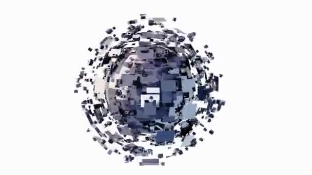 多くのコンピュータチップで作られた科学技術の背景 未来科学的なSfボール 抽象的な技術の背景 4Kについて — ストック動画