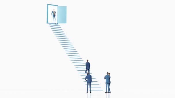Başarılı Bir Adamı Merdivenleri Çıkıyor Hedeflere Ulaşmak Kariyer Yapmak Profesyonel — Stok video