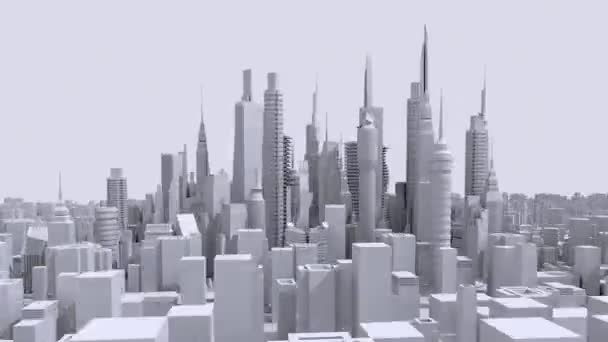 Gyönyörű Modern Város Felhőkarcolókkal Irodai Lakossági Blokkok Üzleti Pénzügyi Terület — Stock videók