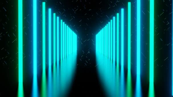 Geometrik Parlayan Çizgiler Bağlantılar Karanlık Arka Planda Hareket Eden Neon — Stok video