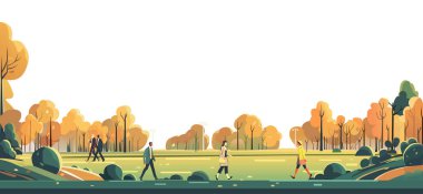 İnsanlar parkta yürüyor.