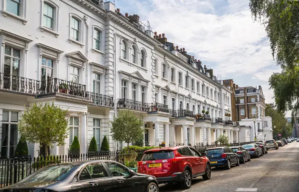 stock image London, UK - 9 September, 2023: Beautiful periodic building of Chelsea, one of the richest areas to live with fancy lifestyle. London street photography