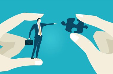 İş adamı ve bulmaca barışı. Sorun konsepti çözülüyor 