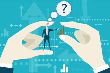 İşadamı ya da şirket sahibi küçük bir iş adamını tutuyor, ona yardım ediyor ve başarıya giden yolu gösteriyor. İş konsepti illüstrasyonu   