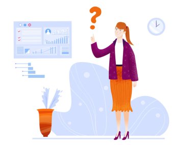 Young professional woman with question mark clipart