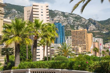 Monaco, Monte Carlo - 17 Eylül 2023: Monte Carlo, Grand Casino tepesinden manzara