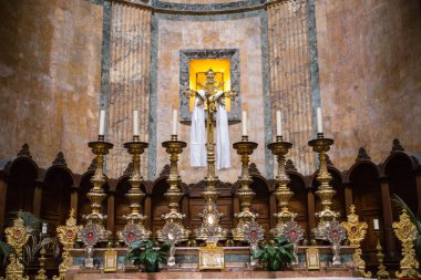 ROME, İTALYA - 8 NİSAN 2024: Pantheon İçişleri