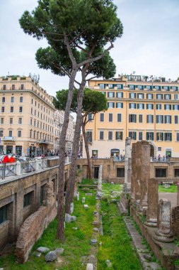 ROME, ITALY - 8 Nisan 2024: Largo di Torre Arjantin Meydanı, dört Cumhuriyetçi Roma tapınağına ve Pompey Tiyatrosu 'nun kalıntılarına ev sahipliği yapar.