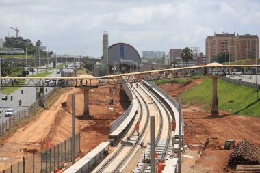 Salvador, Bahia, Brezilya - Setembro 22, 2016: Iguatemi bölgesinde, Salvador şehrinde metro hattının ikinci hattının inşası.