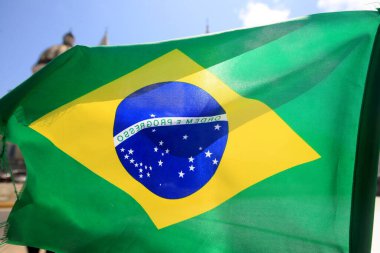 Salvador, Bahia, Brezilya - 15 Ekim 2022: Ilheus şehrinde Brezilya bayrağı