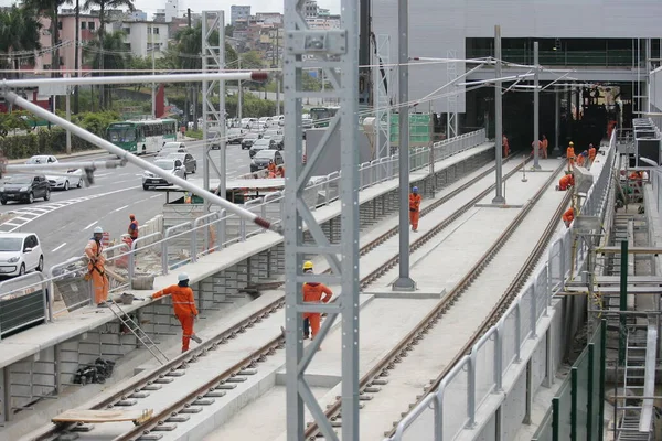 Salvador Bahia Brasil Setembro 2016 Visão Construção Linha Metrô Cidade — Fotografia de Stock