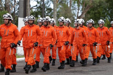 Simoes filho, bahia, brrazil - 11 Kasım 2022: Bahia 'lı askeri itfaiyeciler Simoes Filho şehrindeki bir kışlada eğitim aldılar.