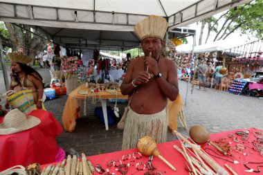 Cachoeira, Bahia, Brezilya - 5 Kasım 2022: Kiriri Kızılderilileri, Bahia 'nın keşif bölgesindeki Uluslararası Cachoeira Edebiyat Fuarı sırasında görüldü..