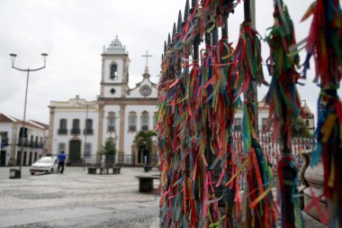 Salvador, Bahia, Brezilya - Kasım 2022: Pelourinho 'daki Sao Domingos Kilisesi, Salvador Tarihi Merkezi.