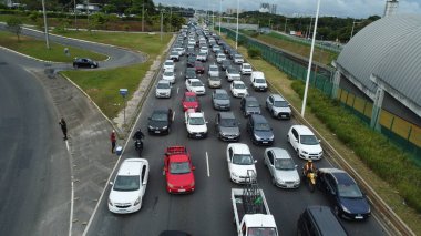 salvador, bahia, brazil - october 26, 2022: vehicle congestion in traffic in the city of Salvador