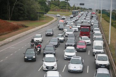 salvador, bahia, brazil - october 26, 2022: vehicle congestion in traffic in the city of Salvador
