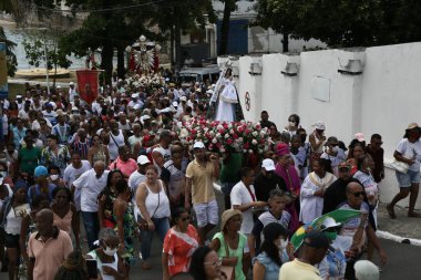 salvador, bahia, brazil - january 1, 2023: Maritime procession through the waters of All Saints Bay in honor of Bom Jesus dos Navegantes, in Salvador.
